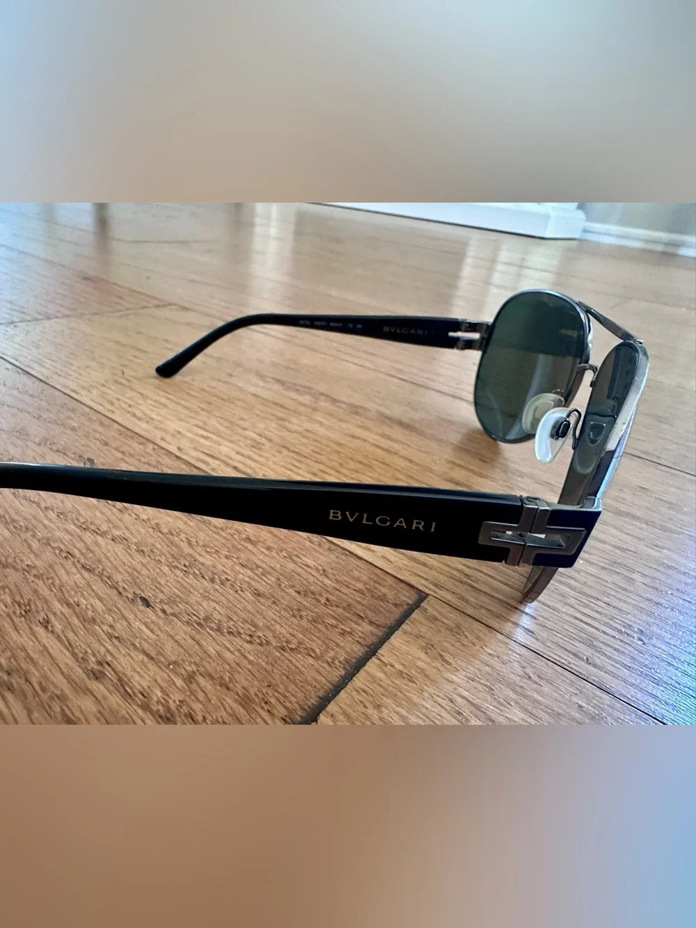 BVLGARI Silver Metal Aviator Sunglasses